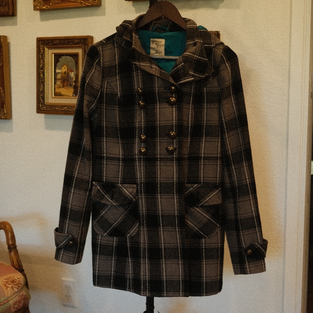 Tulle Plaid Lined peacoat